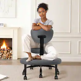 Brick Attic - Cross Legged Chair Ergonomic ADHD Office Chair Height Adjustable Yoga Chair with Lumbar Support Kneeling Chair Gray - Dark Gray