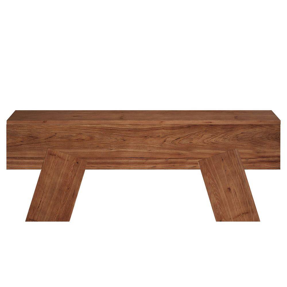 Back. Kadyn - 47-Inch Solid Wood Entryway Bench, End of Bed or Shoe Storage Bench, Walnut Finish - Brown.