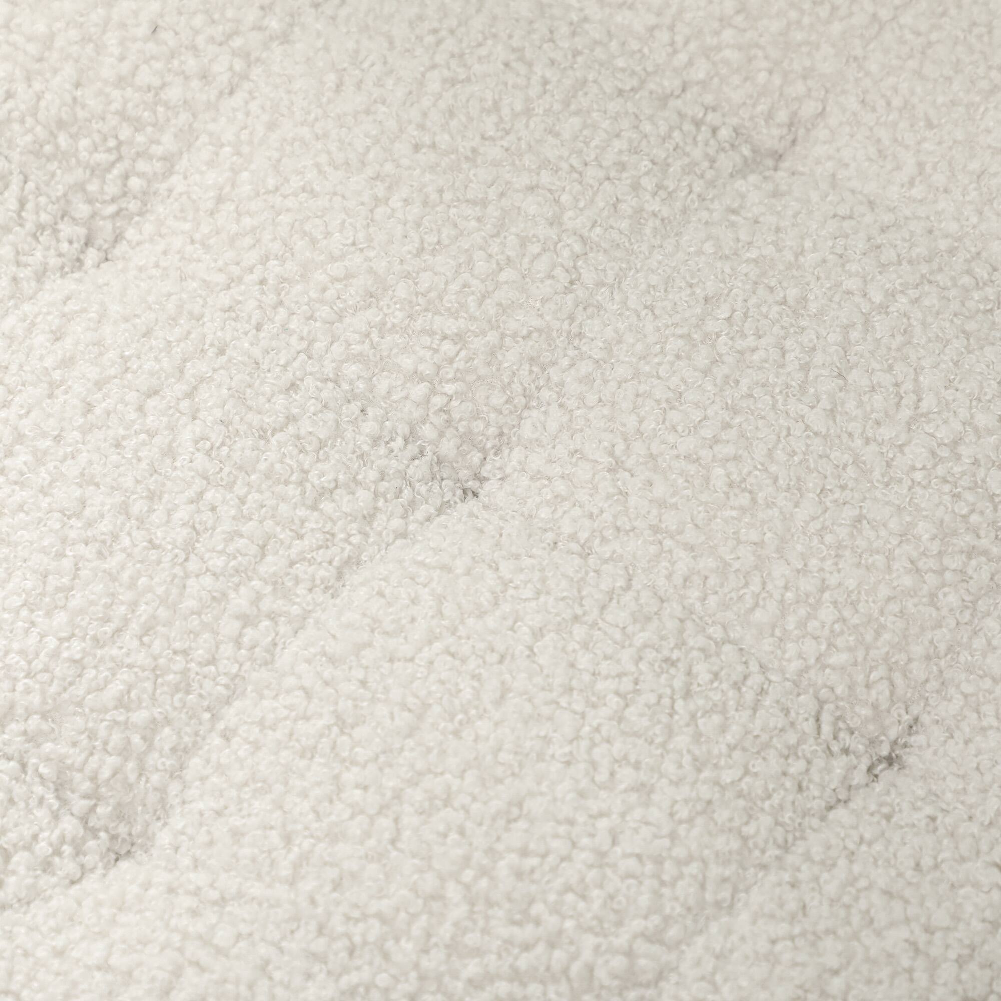 Alt View 4. Homcom - 18" Round Teddy Fleece Ottoman, Removable Lid - White.