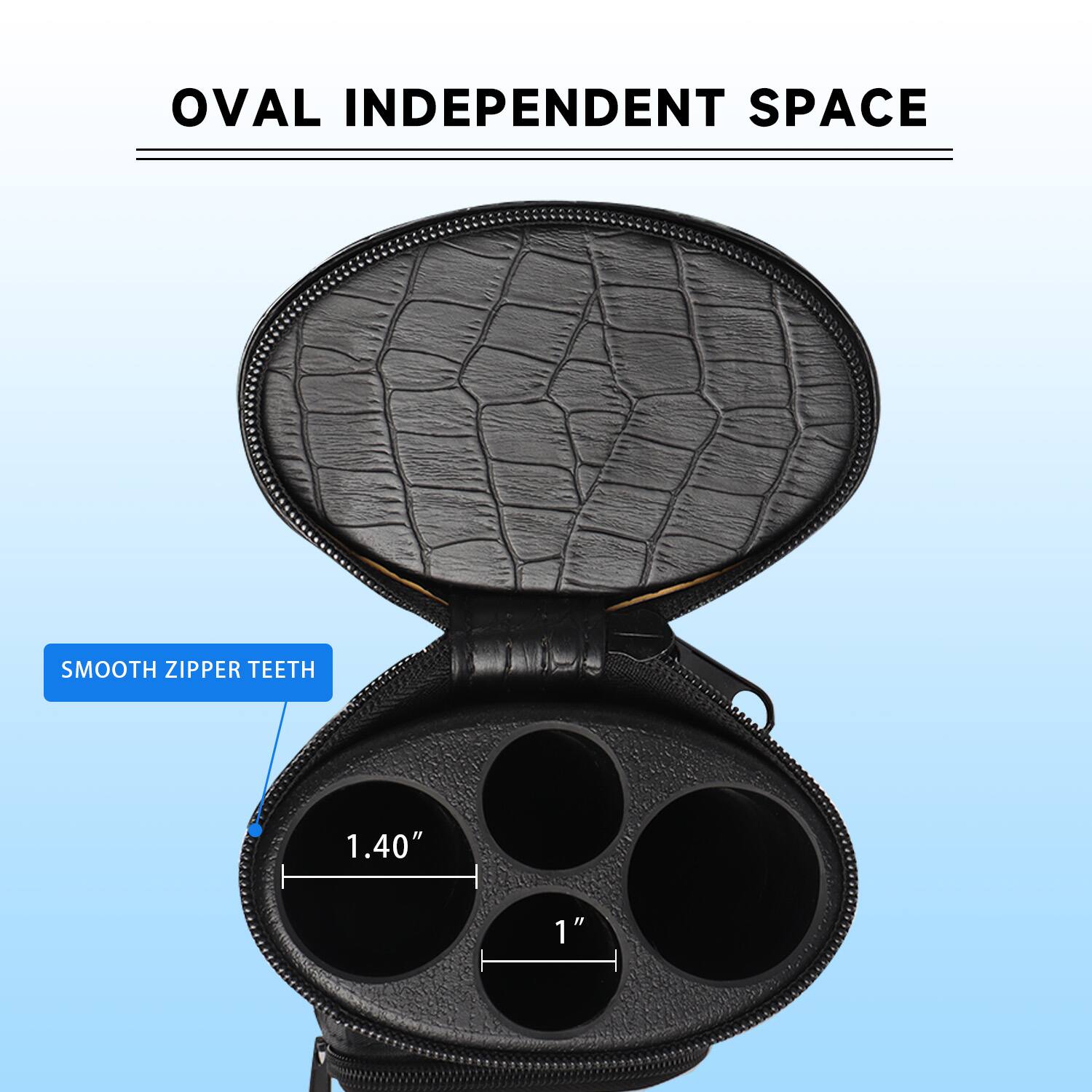 OVAL INDEPENDENT SPACE, SMOOTH ZIPPER TEETH, 1.40", 1"