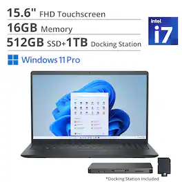 Dell - 15.6" FHD Touchscreen Laptop - Intel Core i7 1355U 2023 - 16GB Memory - 512GB Storage - Carbon - Black