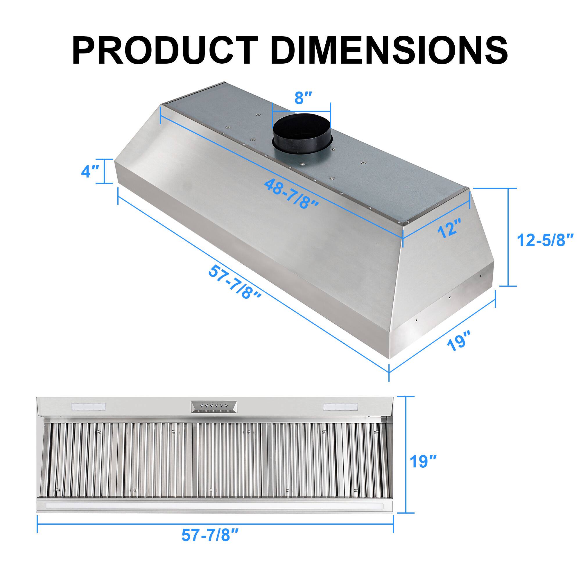 PRODUCT DIMENSIONS  
8" x 4" x 48-7/8" x 57-7/8"  
12" x 19" x 12-5/8"