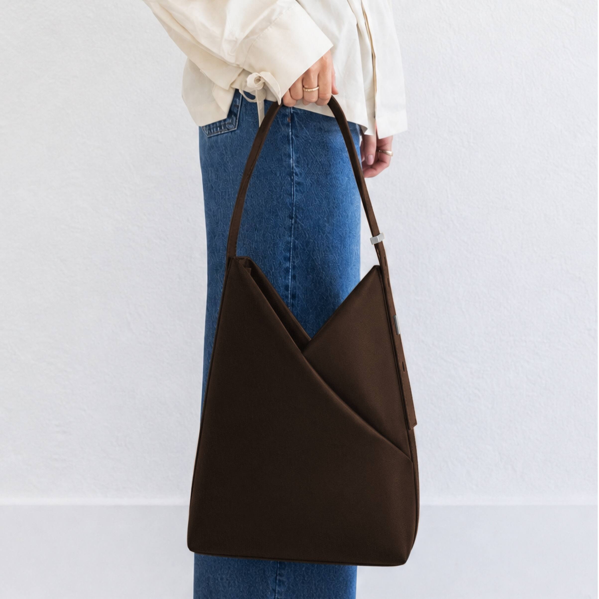 Alt View 3. Lux & Nyx - Lux & Nyx - Origami 15" Laptop Hobo Bag - Convertible Shoulder Bag - Espresso.