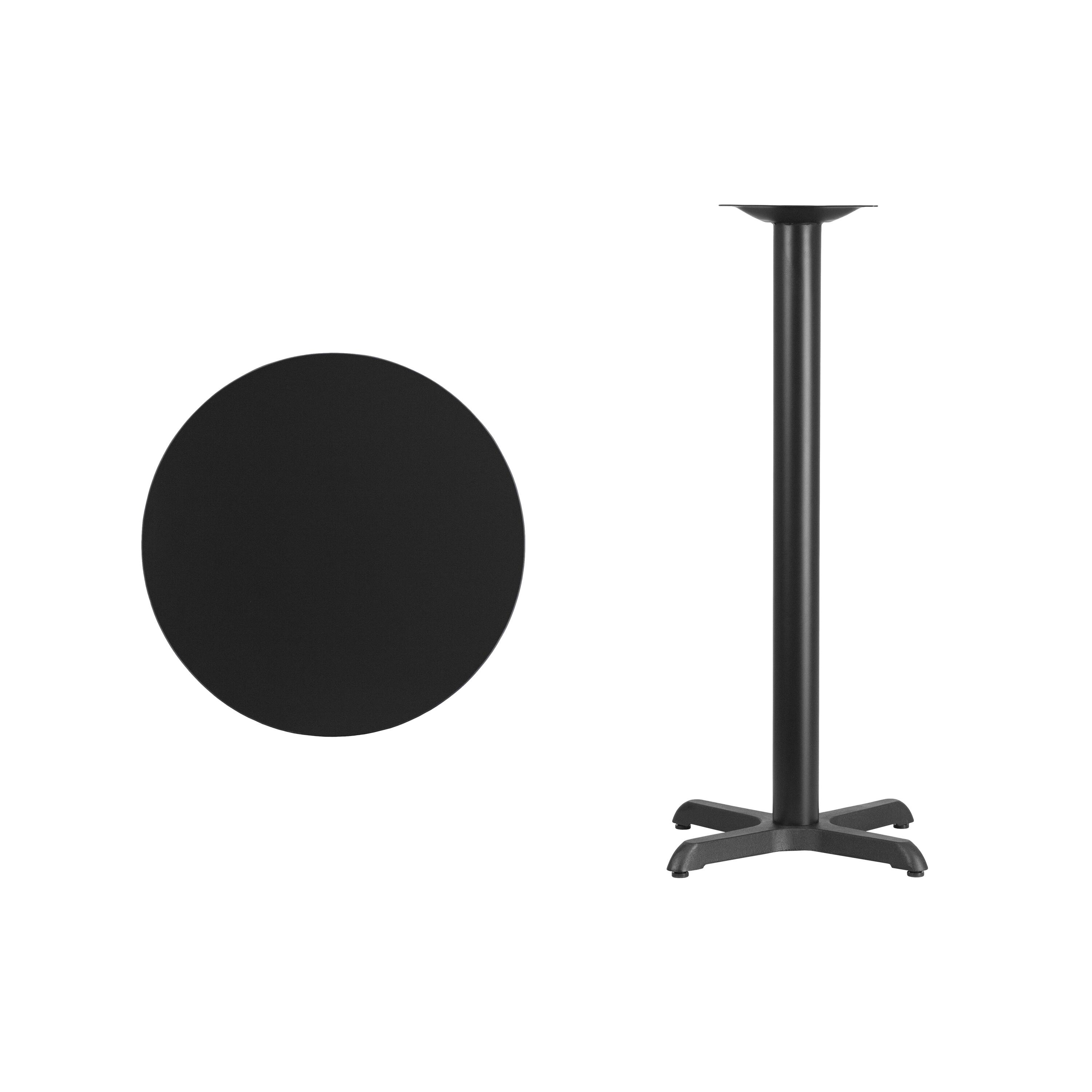 Alt View 3. Emma + Oliver - 24" Round Laminate Table Top with 22"x22" Bar Height Table Base - Black.
