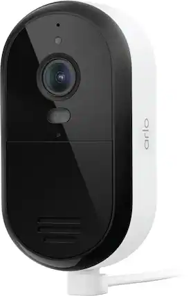 Front. Arlo - Essential 1-Camera 2K Security Camera, Wired Plug-In Powered - White.