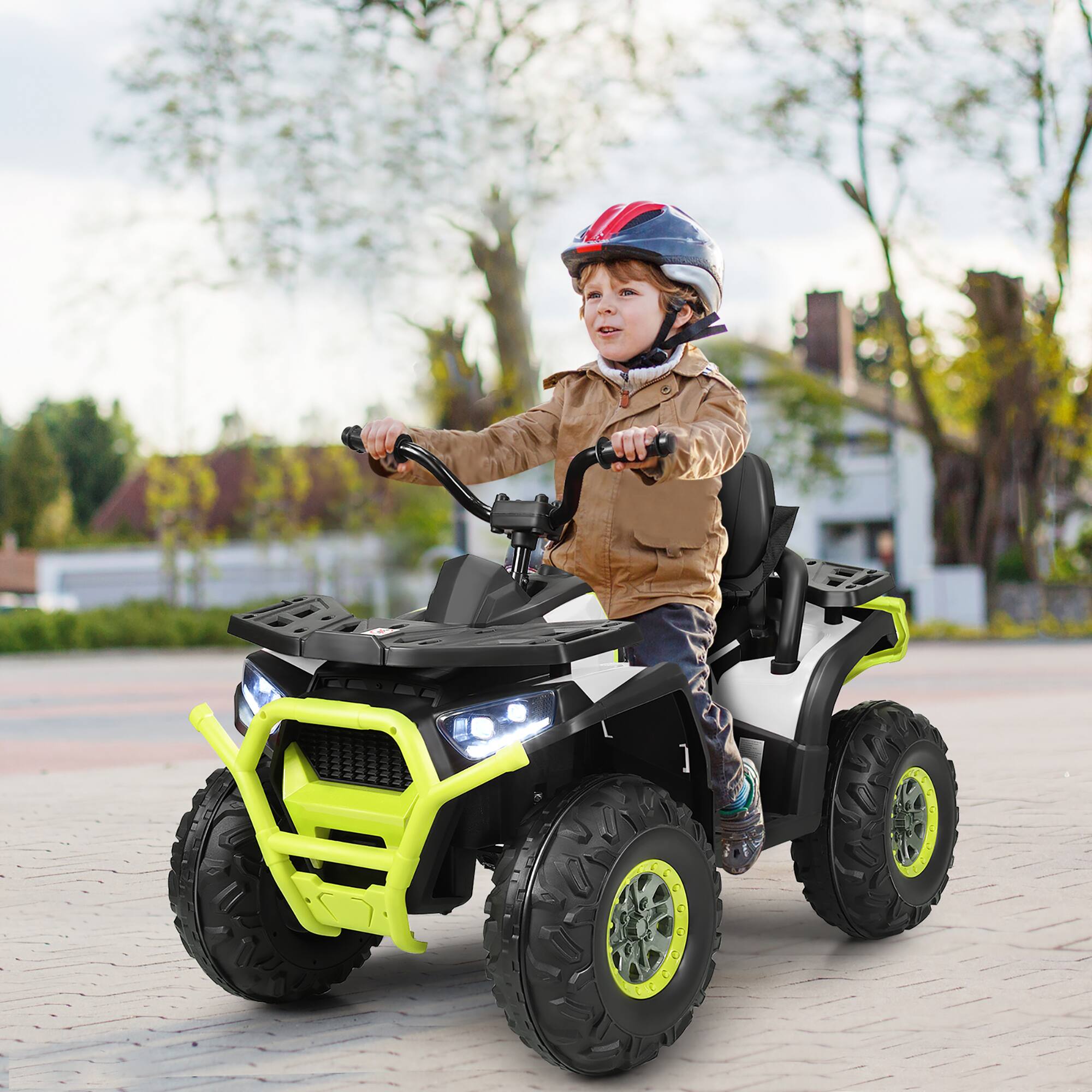 Alt View 1. Costway - Costway 12V Kids Electric 4-Wheeler ATV Quad 2 Speeds Ride On Car w/MP3&LED Lights - White.