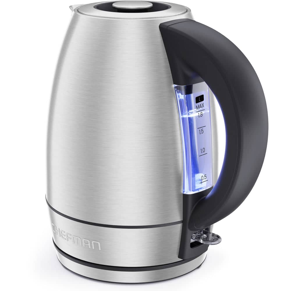 Chefman - 1.8 Liter Electric Kettle, 1500W Rapid Water Boiler with Lift-Out Lid – - Stainless Steel