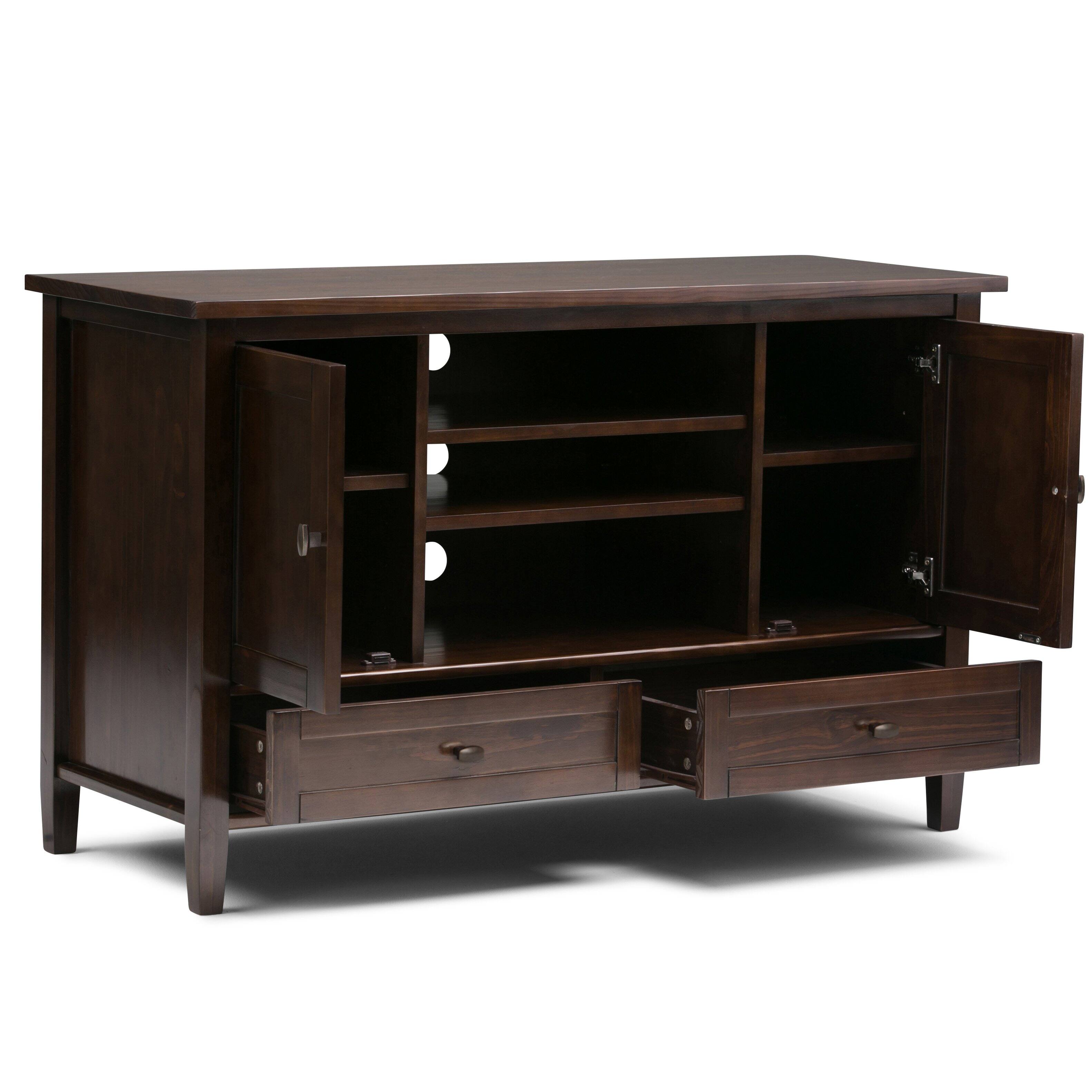 Alt View 7. Spaco - Spaco Solid Wood TV Stand for 50" TVs, Entertainment Center Media Console with 2 Drawers Side Cabinets and Open Storage - Dark Brown.