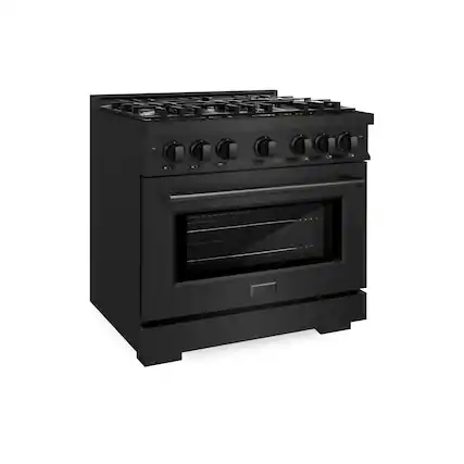 Front. ZLINE - ZLINE 36" Select Dual Fuel Black Stainless Steel Range w/ 6 Burners & Convection Oven (HDRB-36) - Stainless Steel.
