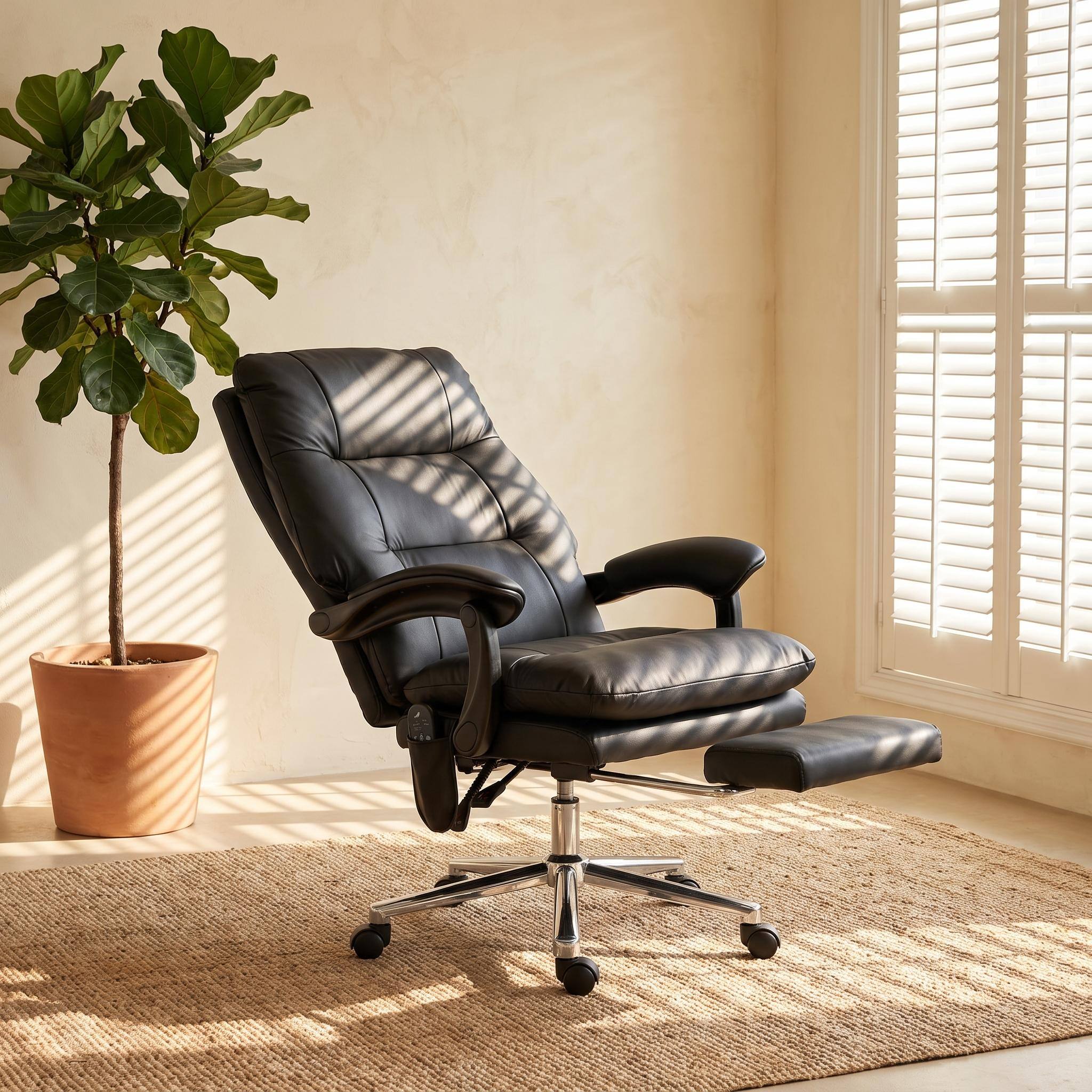Alt View 6. Forest'nSky - Black Ergonomic Office Chair,Executive Desk Chair,Massage Office Chair - Black.