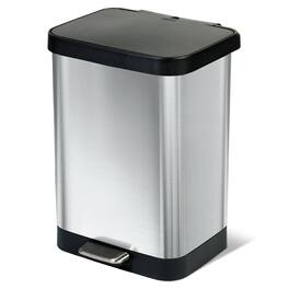 Glad - Step Trash Can, Soft Close Lid Bin with Odor Protection, 13 Gal, Stainless - SS