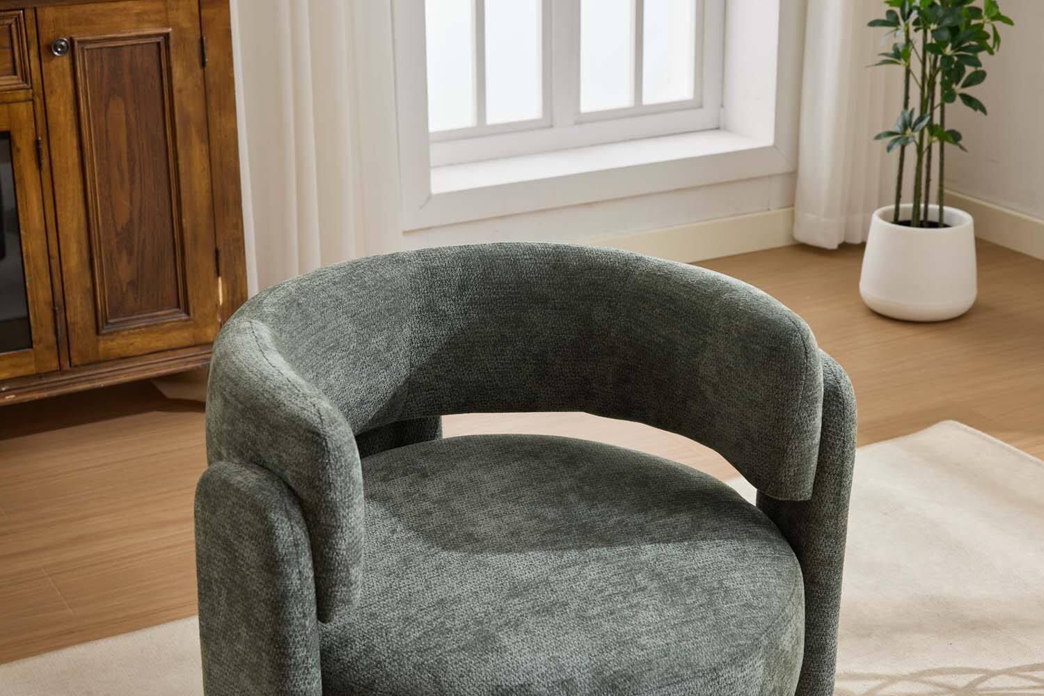 Alt View 1. Forest'nSky - Modern Office Chair in Green Boucle Fabric - Contemporary Upholstered Armchair for Desk & Lounge,Antique Green - Antique Green.