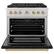 Angle. ZLINE - 36 in. Wide 6 Burner Autograph Paramount Dual Fuel Range w/ DuoPro Cooktop & Black Door w/ Bronze Accents - Stainless Steel with Black Matte Door.