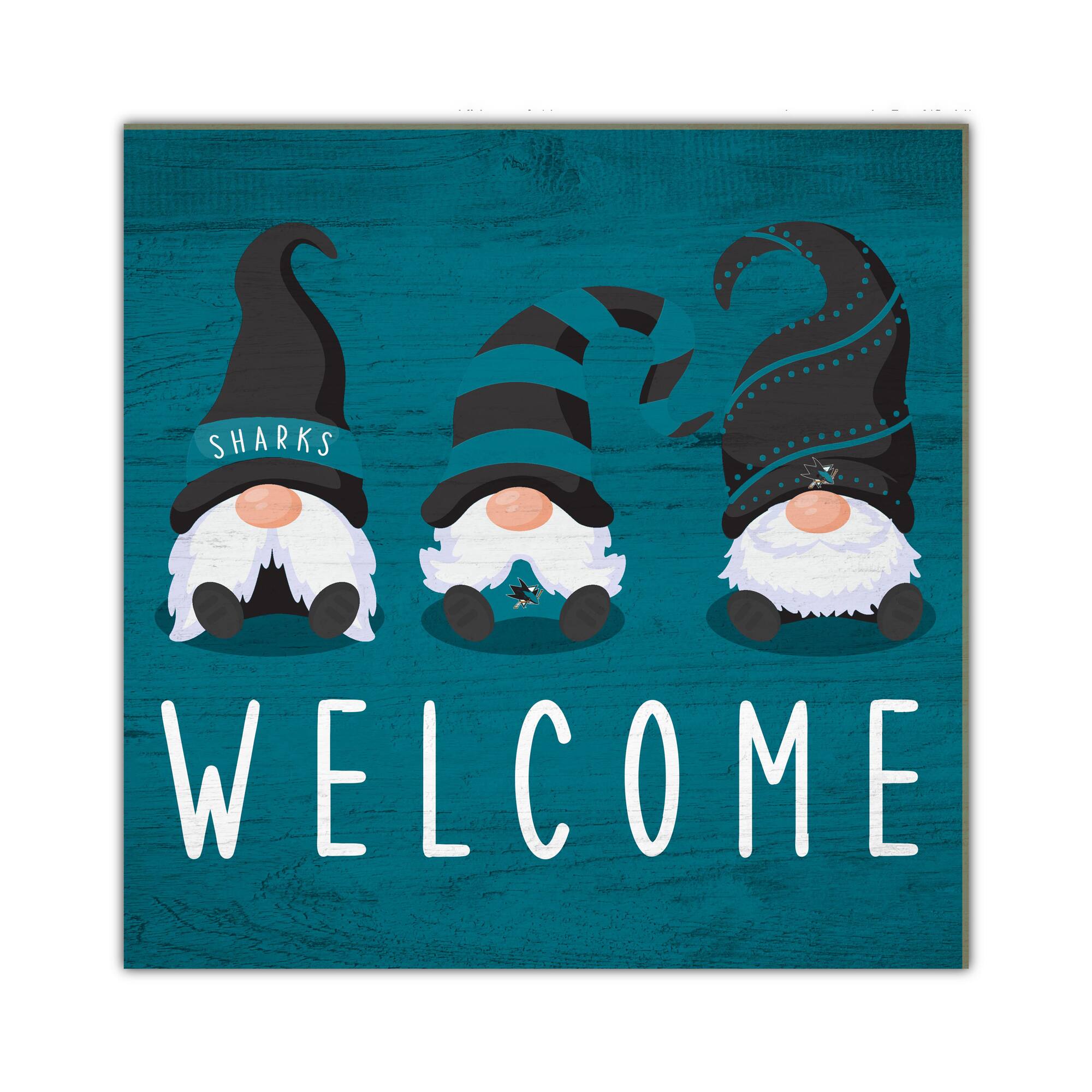 San Jose Sharks 10'' x 10'' Welcome Gnomes Sign