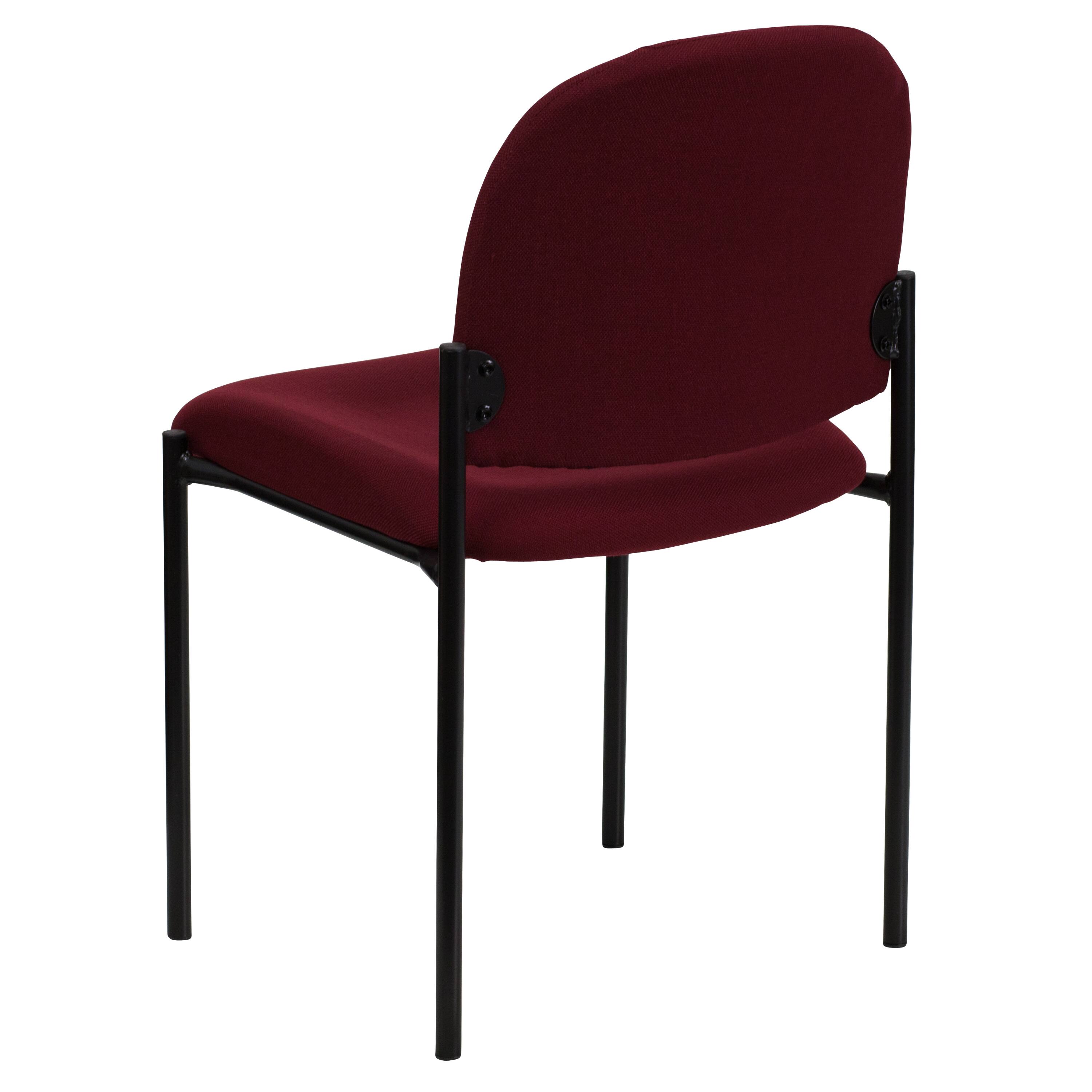 Alt View 5. Emma + Oliver - Comfort Stackable Steel Side Reception Chair - Burgundy Fabric.