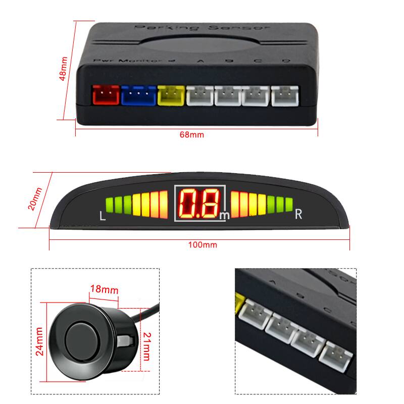 Parking Sensor 48mm Pwr Monitor - ASCO A - C D 68mm 20mm L 0.8 m R 100mm 18mm 24mm 21mm