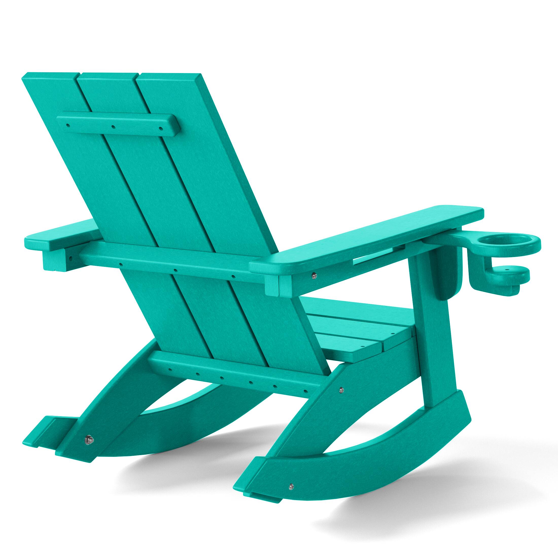 Alt View 1. WestinTrends - WestinTrends Ashore Outdoor HDPE Plastic Preschool Toddler Modern Adirondack Rocking Chairs (Set of 2) - Turquoise.