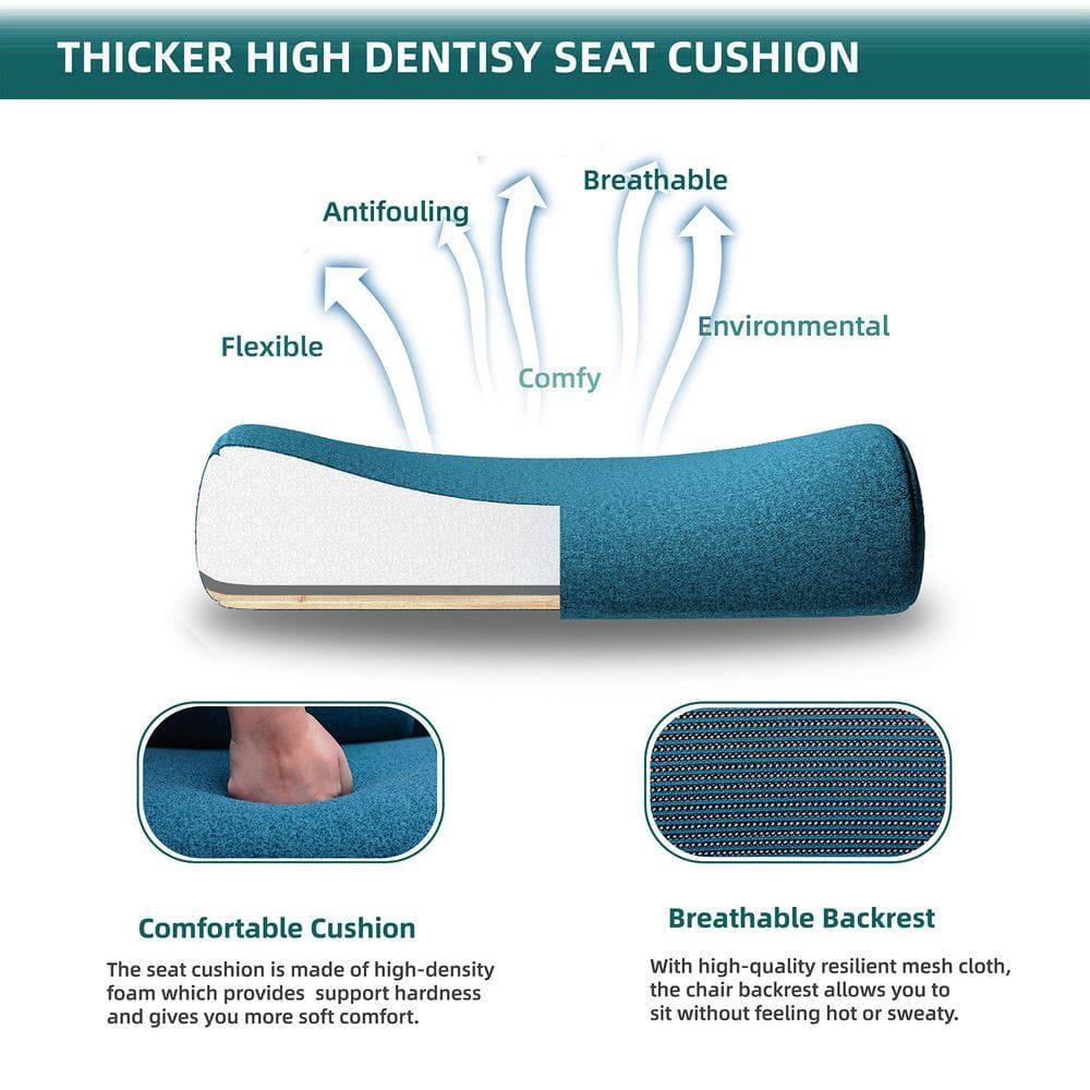 **THICKER HIGH DENSITY SEAT CUSHION**

- **Antifouling**
- **Breathable**
- **Flexible**
- **Comfy**
- **Environmental**

**Comfortable Cushion**
The seat cushion is made of high-density foam which provides support hardness and gives you more soft comfort.

**Breathable Backrest**
With high-quality resilient mesh cloth, the chair backrest allows you to sit without feeling hot or sweaty.