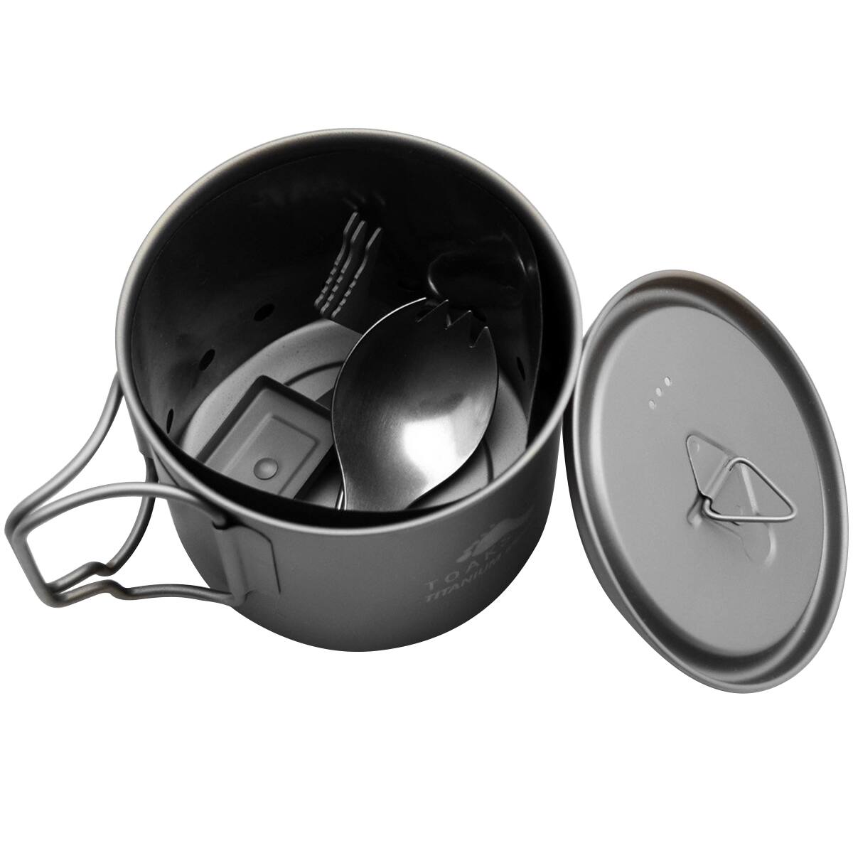 Alt View 1. TOAKS - TOAKS Ultralight Titanium Solid Fuel Cook System CS-01 - Outdoor Camping - Silver/Gray.
