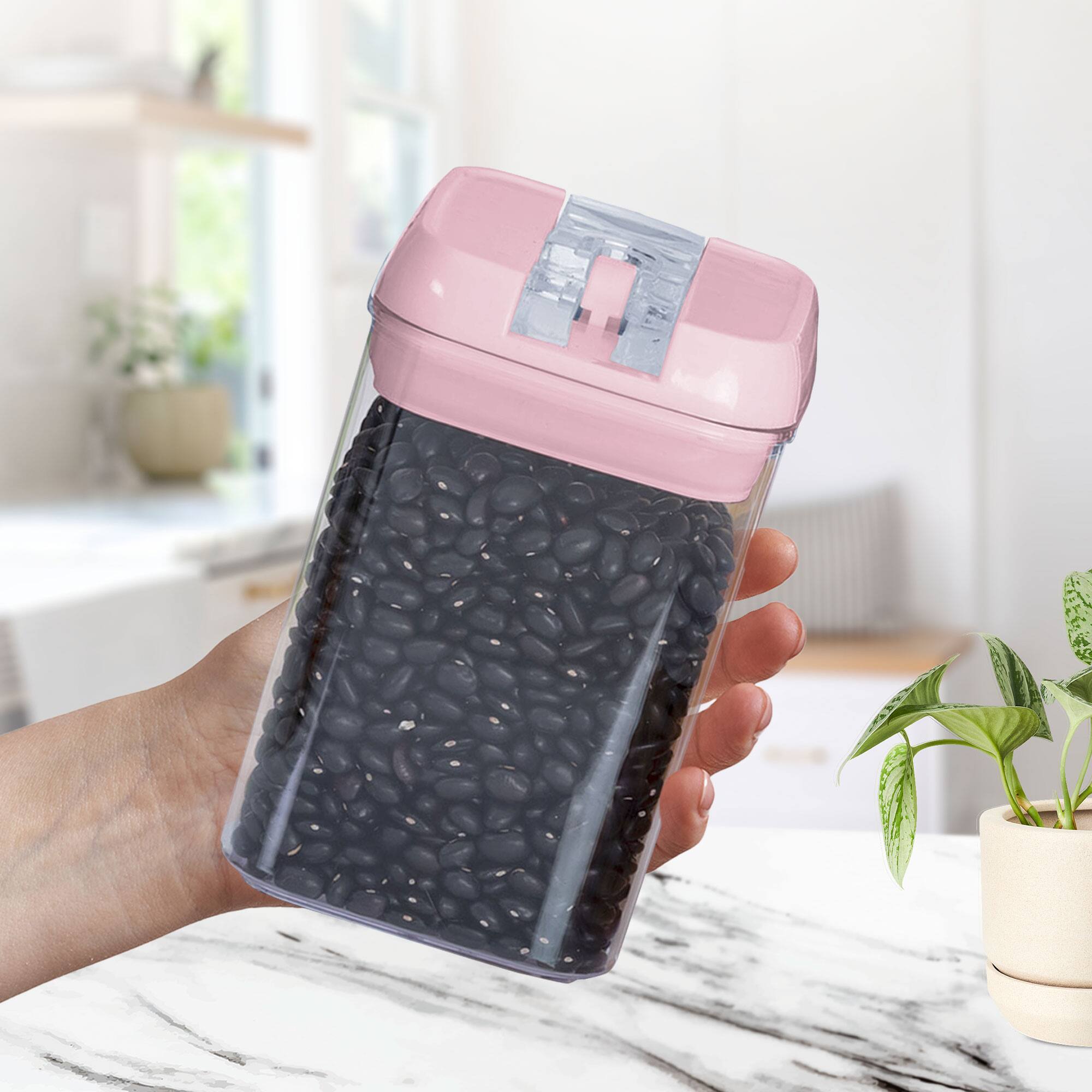 Alt View 2. Cheer Collection - Airtight Food Storage Containers, 8-Piece 28-Ounce Stackable Pantry Set with Flip-Top Lids, Labels and Marker - Pink.