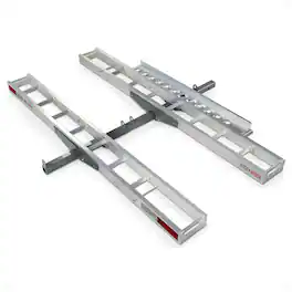 Black Widow - Double Motorcycle Carrier with Ramp for 2" Hitch, 600 Pound Capacity - Silver