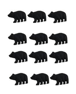 Zeckos - 12 Piece Matte Forest Bear Cast Iron Drawer Pull Cabinet Knob Set - Black