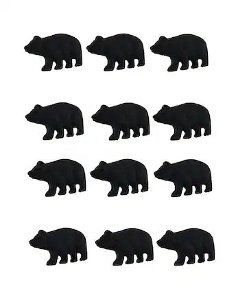 Front. Zeckos - 12 Piece Matte Black Forest Bear Cast Iron Drawer Pull Cabinet Knob Set - Black.