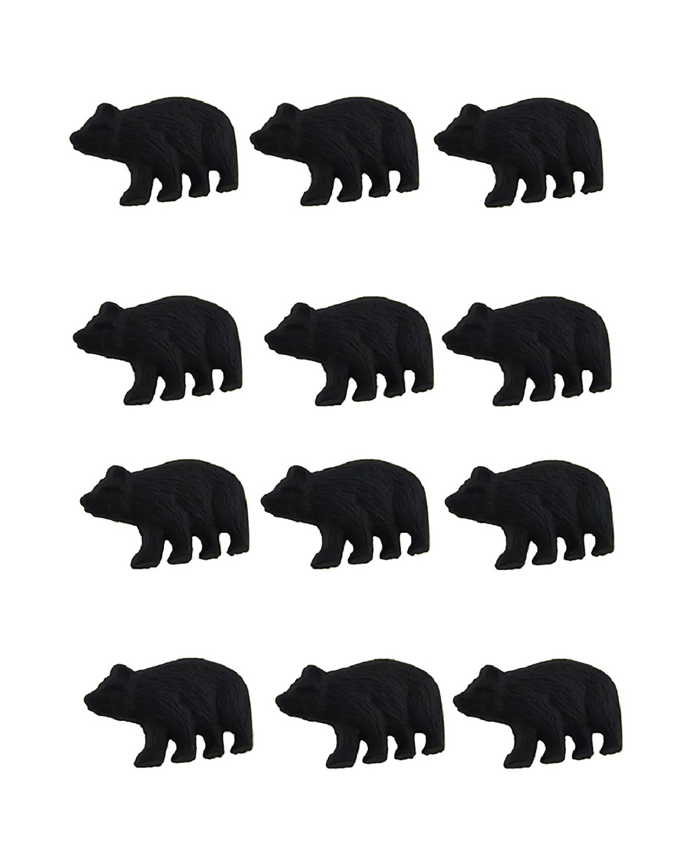 Front. Zeckos - 12 Piece Matte Black Forest Bear Cast Iron Drawer Pull Cabinet Knob Set - Black.