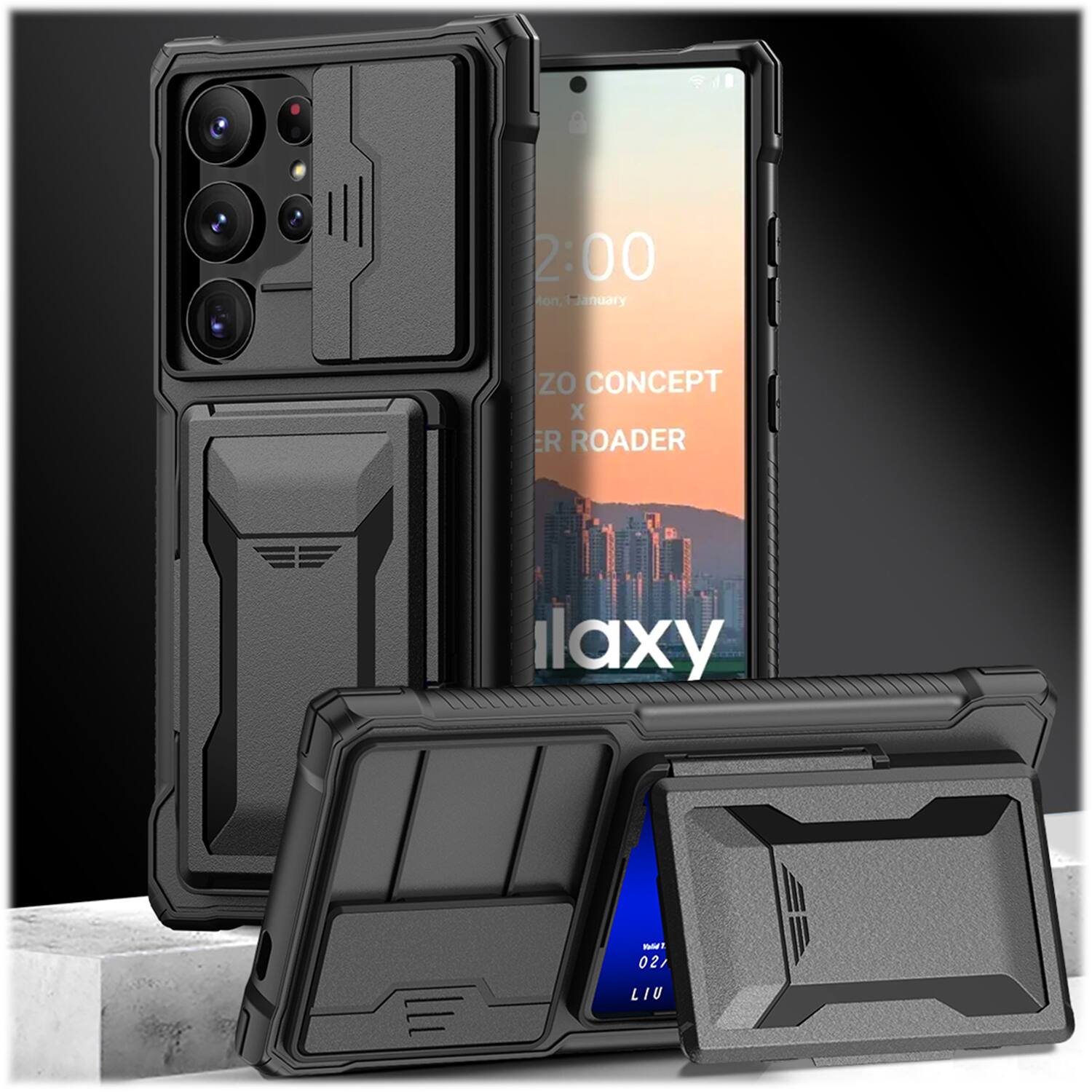 Alt View 17. SaharaCase - ArmorElite Wallet Case for Samsung Galaxy S24 Ultra - Scorpion Black.