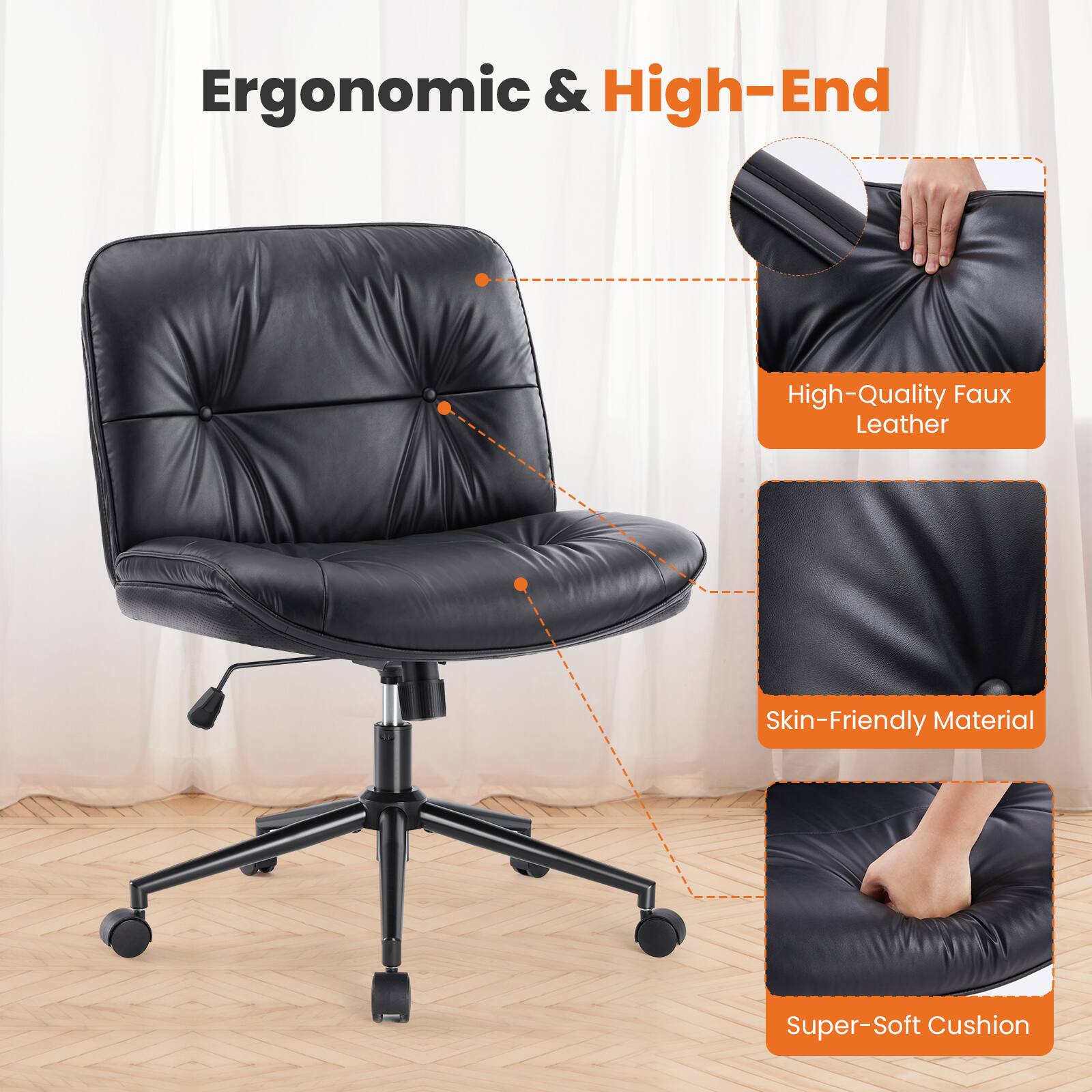 Ergonomic & High-End

- High-Quality Faux Leather
- Skin-Friendly Material
- Super-Soft Cushion