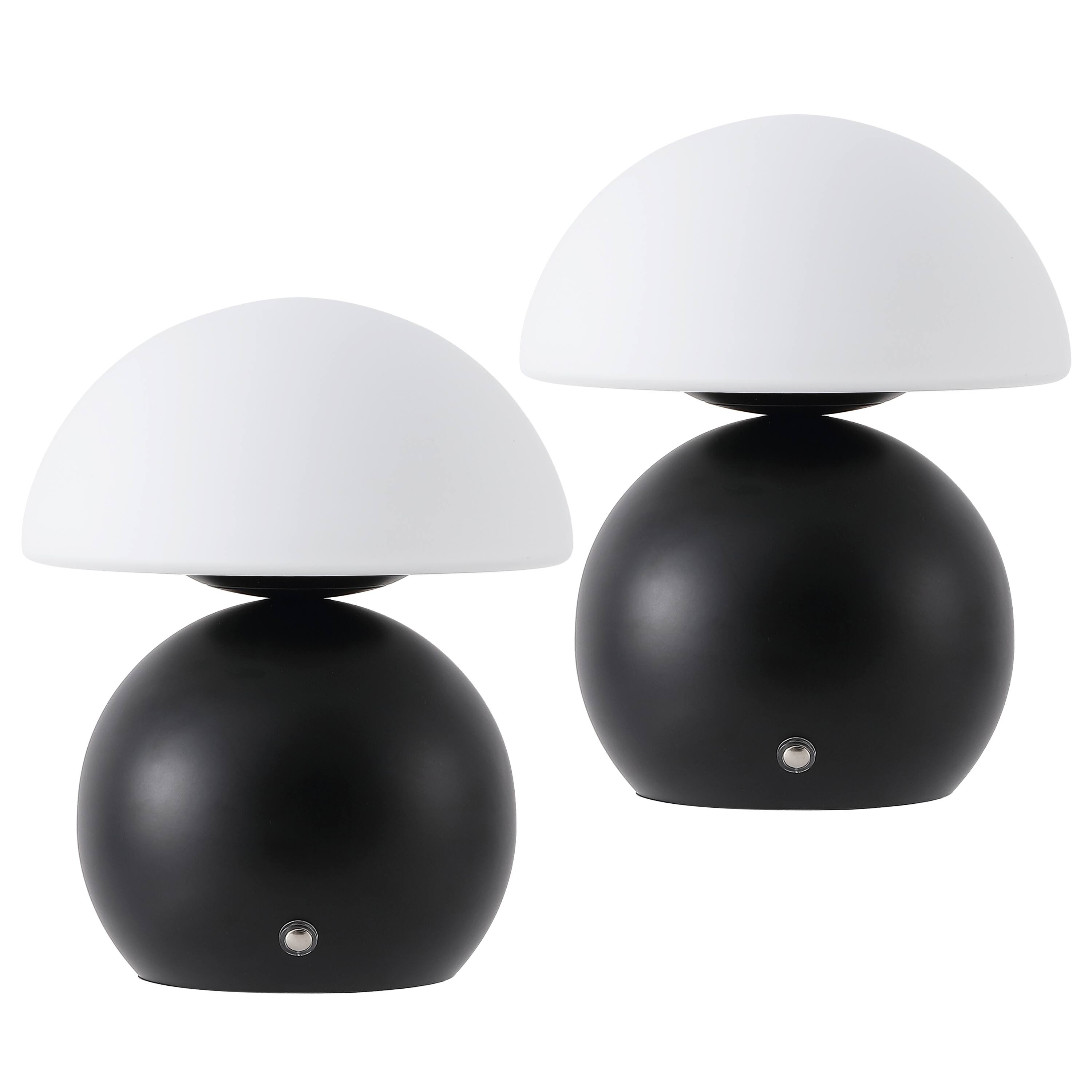 Alt View 7. Jonathan Y - Kanya 7.25" USB-C Rechargeable Table Lamp Set of 2, Black Metal Base with White Glass Dome Shade and Touch Dimmer - Black.