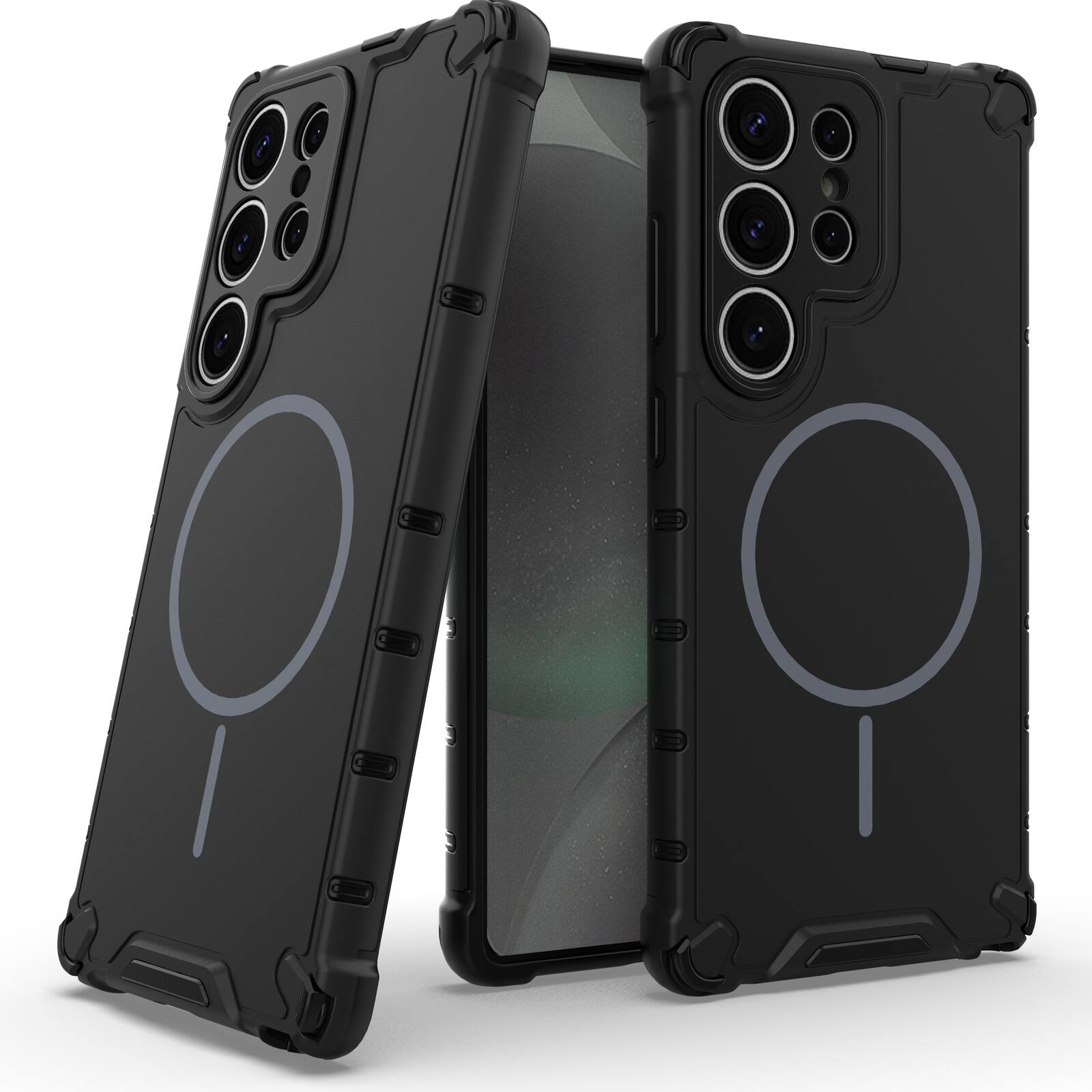 Angle. UUCOVER - Magnetic Case for Samsung Galaxy S23 Ultra, Compatible with MagSafe, Shockproof Drop-proof Slim Heat Dissipation Cover - Black.