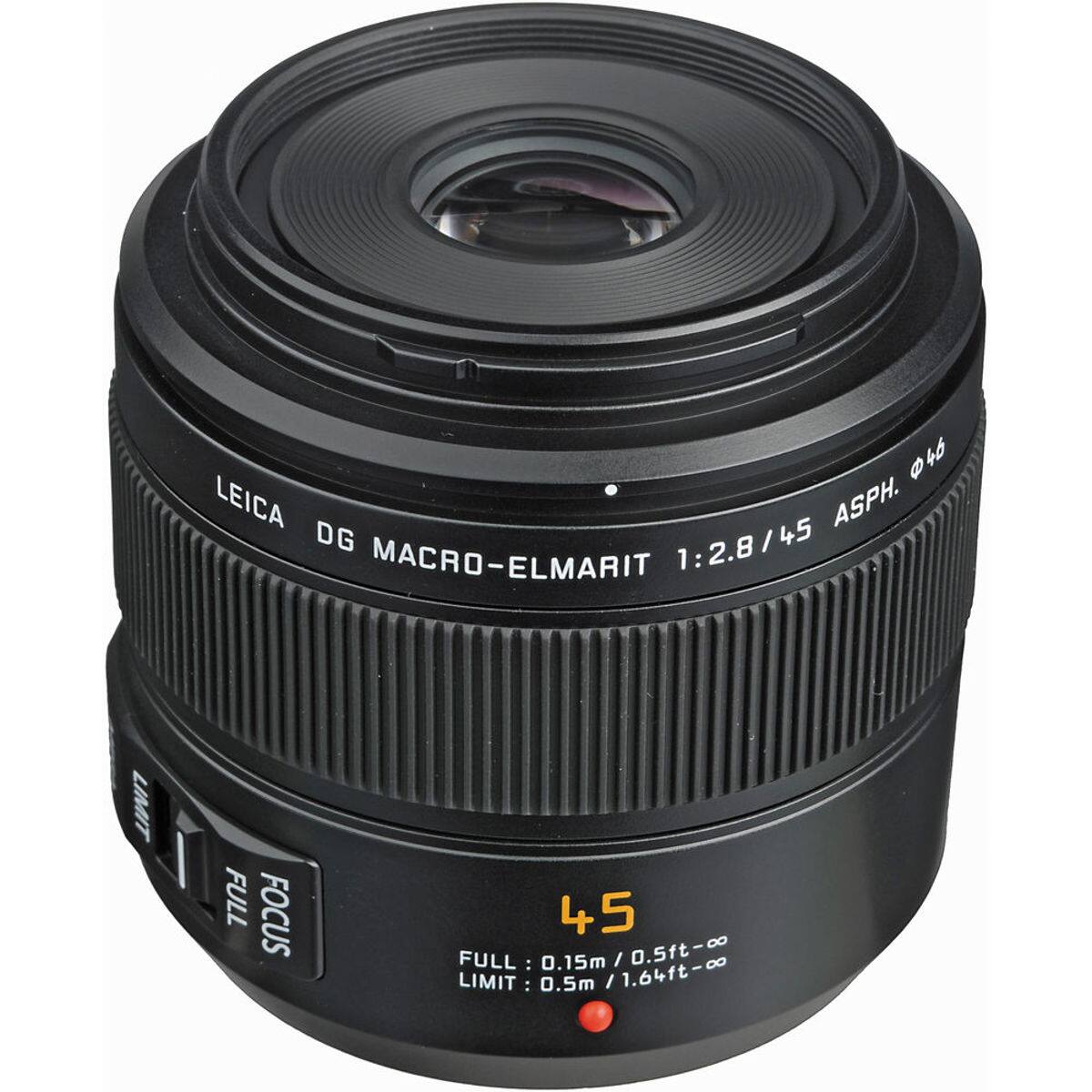 LEICA DG MACRO-ELMARIT 1:2.8/45 ASPH. Ø46  
FULL: 0.15m / 0.5ft - ∞  
LIMIT: 0.5m / 1.64ft - ∞