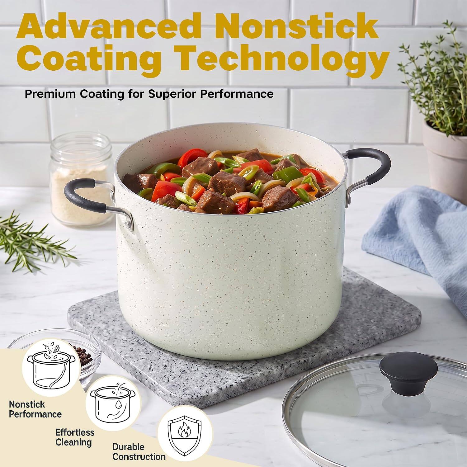 Advanced Nonstick Coating Technology  
Premium Coating for Superior Performance  

Nonstick Performance  
Effortless Cleaning  
Durable Construction