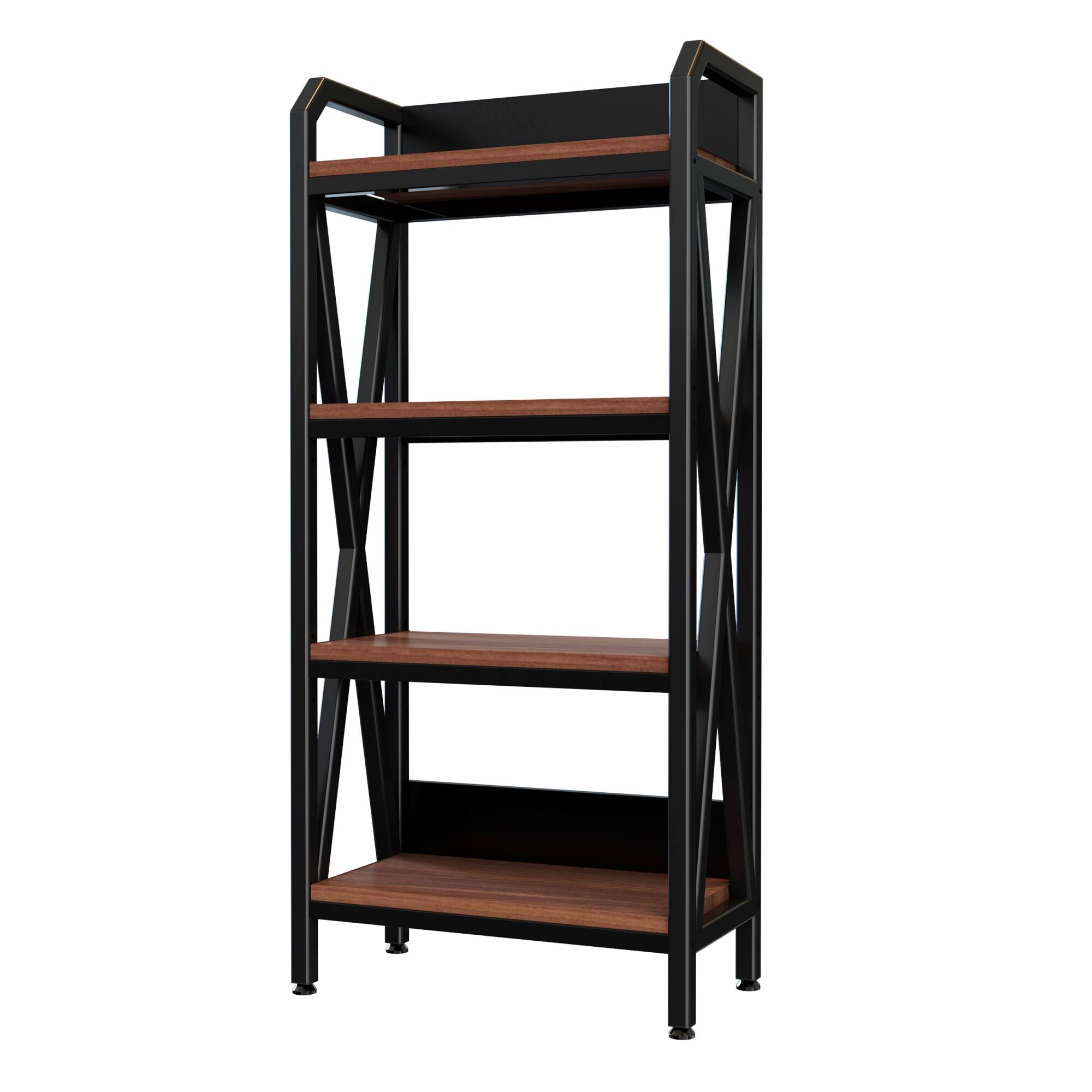 Alt View 2. GOODSILO - 4-Level Storage Shelves with Metal Frame and Wooden Shelves for Kitchen Pantry Bathroom Garage Organization - Black+Black Brown.