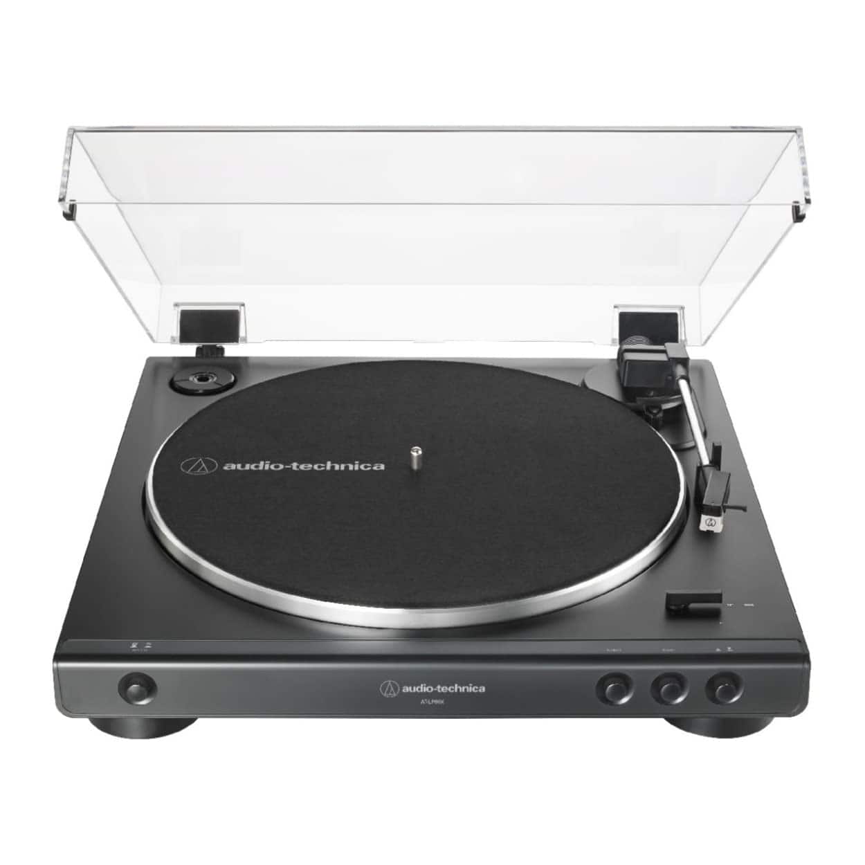 Audio-Technica - AT-LP60X-BK Fully Automatic Belt-Drive Stereo Turntable, Hi-Fi, 2 Speed, Dust Cover, Anti-Resonanc - Black