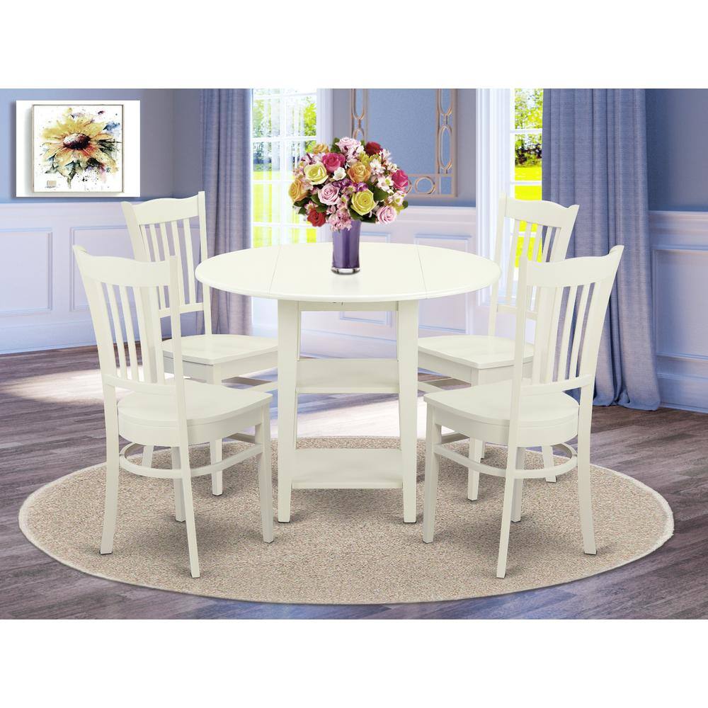 Left. East West Furniture - Dining Room Set Linen White - Brown.