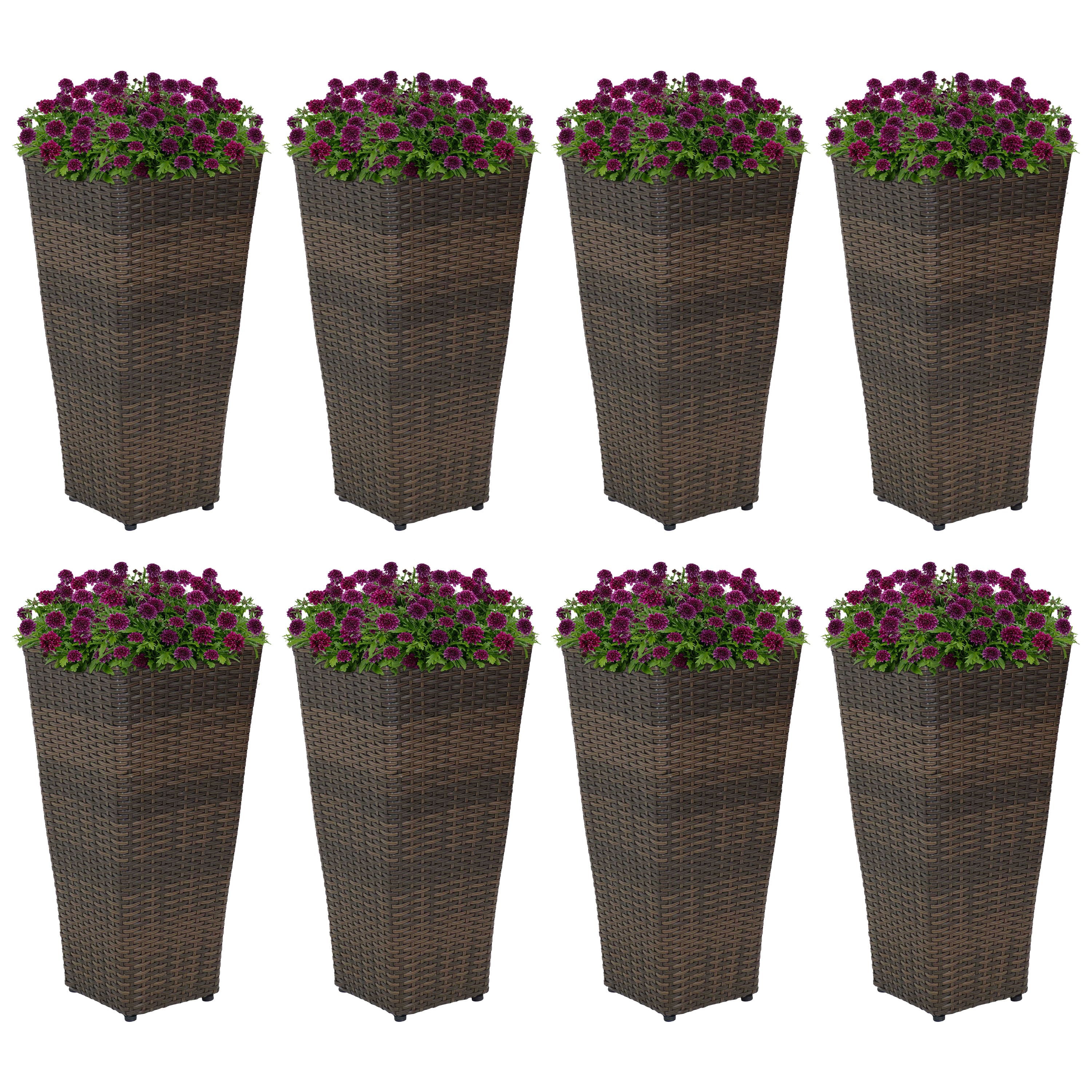 Sunnydaze - 24 in Polyrattan Tall Square Planter - Set of 8 - Brown price history on PriceWatchPro