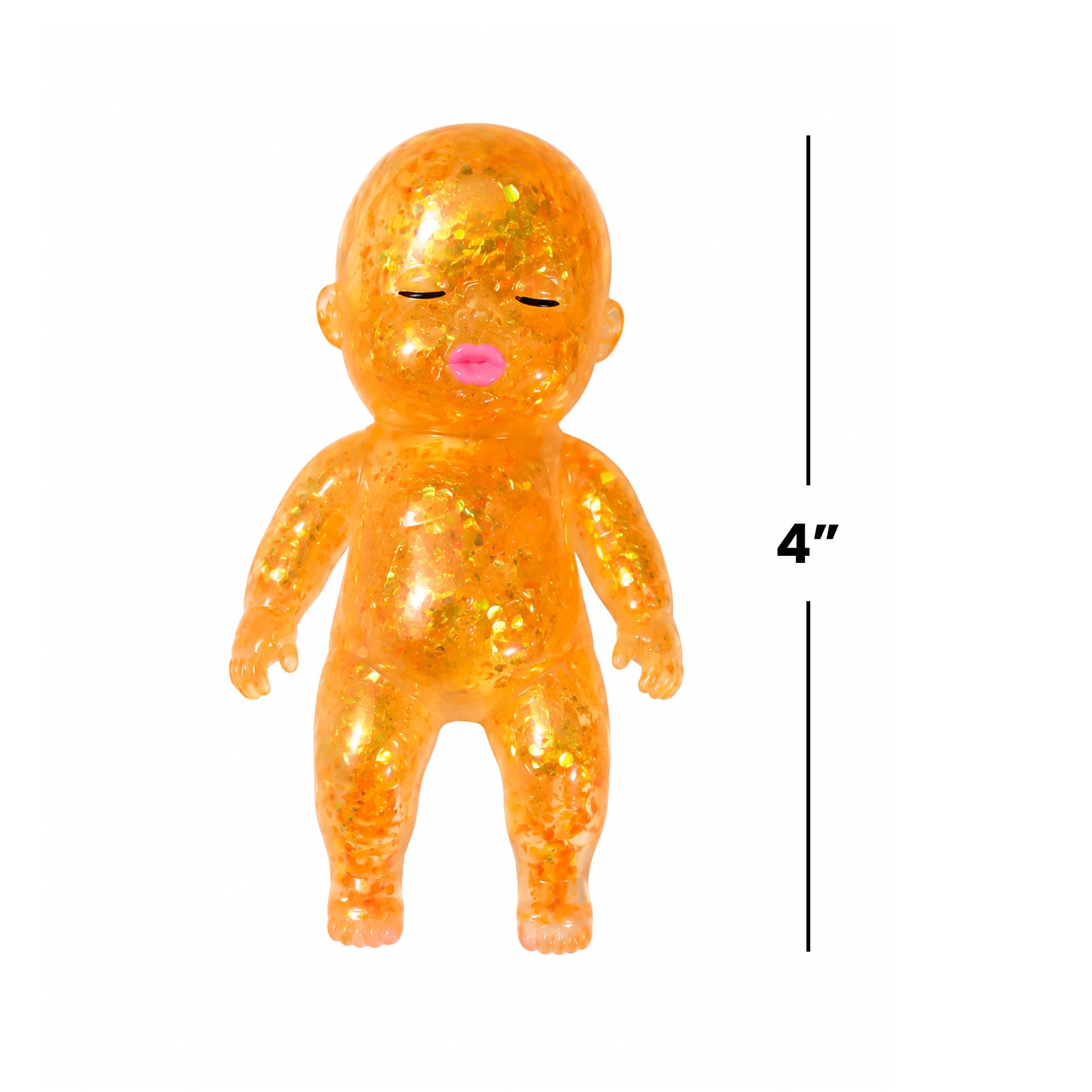Alt View 1. Puka Creations - Squishy Glitter Baby 4-Inch Stress Reliever | Orange - Orange.