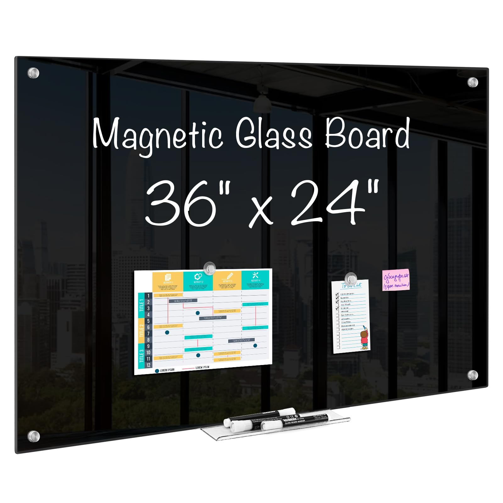 Magnetic Glass Board 36" x 24"
