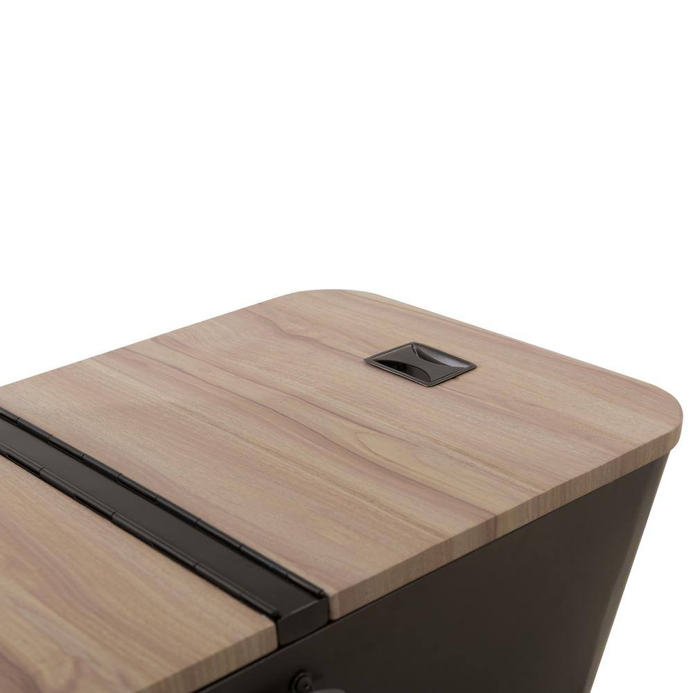 Alt View 3. SUNJOY - 80-Quart Wood Grain Metal Rolling Ice Chest Cooler Cart with Storage Shelf - Brown.