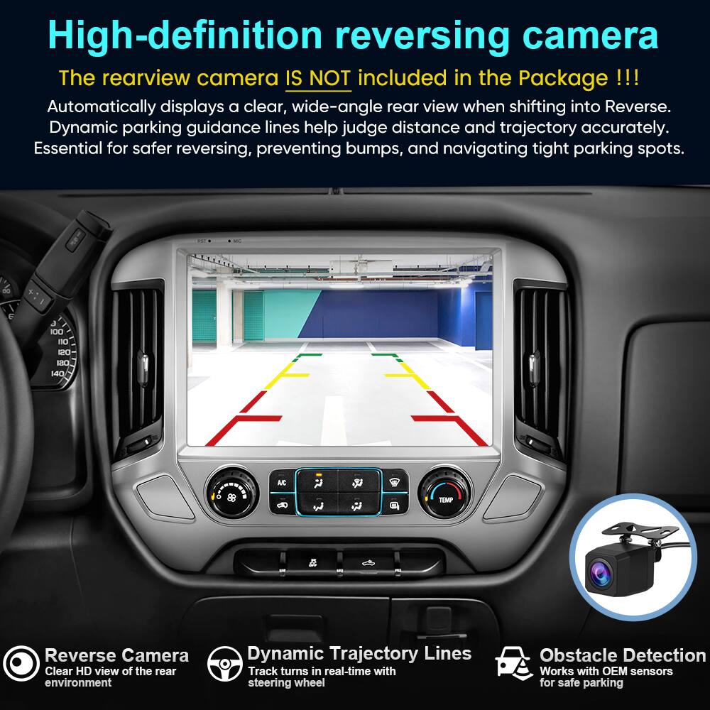 High-definition reversing camera

The rearview camera IS NOT included in the Package!!!

Automatically displays a clear, wide-angle rear view when shifting into Reverse. Dynamic parking guidance lines help judge distance and trajectory accurately. Essential for safer reversing, preventing bumps, and navigating tight parking spots.

- Reverse Camera: Clear HD view of the rear environment
- Dynamic Trajectory Lines: Track turns in real-time with steering wheel
- Obstacle Detection: Works with OEM sensors for safe parking