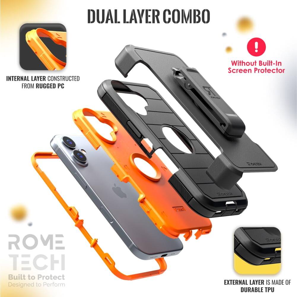 DUAL LAYER COMBO

INTERNAL LAYER CONSTRUCTED FROM RUGGED PC

EXTERNAL LAYER IS MADE OF DURABLE TPU

Without Built-In Screen Protector

ROME TECH
Built to Protect
Designed to Perform