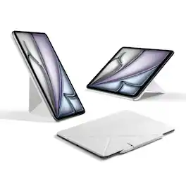 Pitaka - iPad Air 13 Inch Case M4/M3/M2, 5 Intuitive Angles, Portrait/Landscape Magnetic Case with Pencil Holder, Auto Wake/Sleep - White