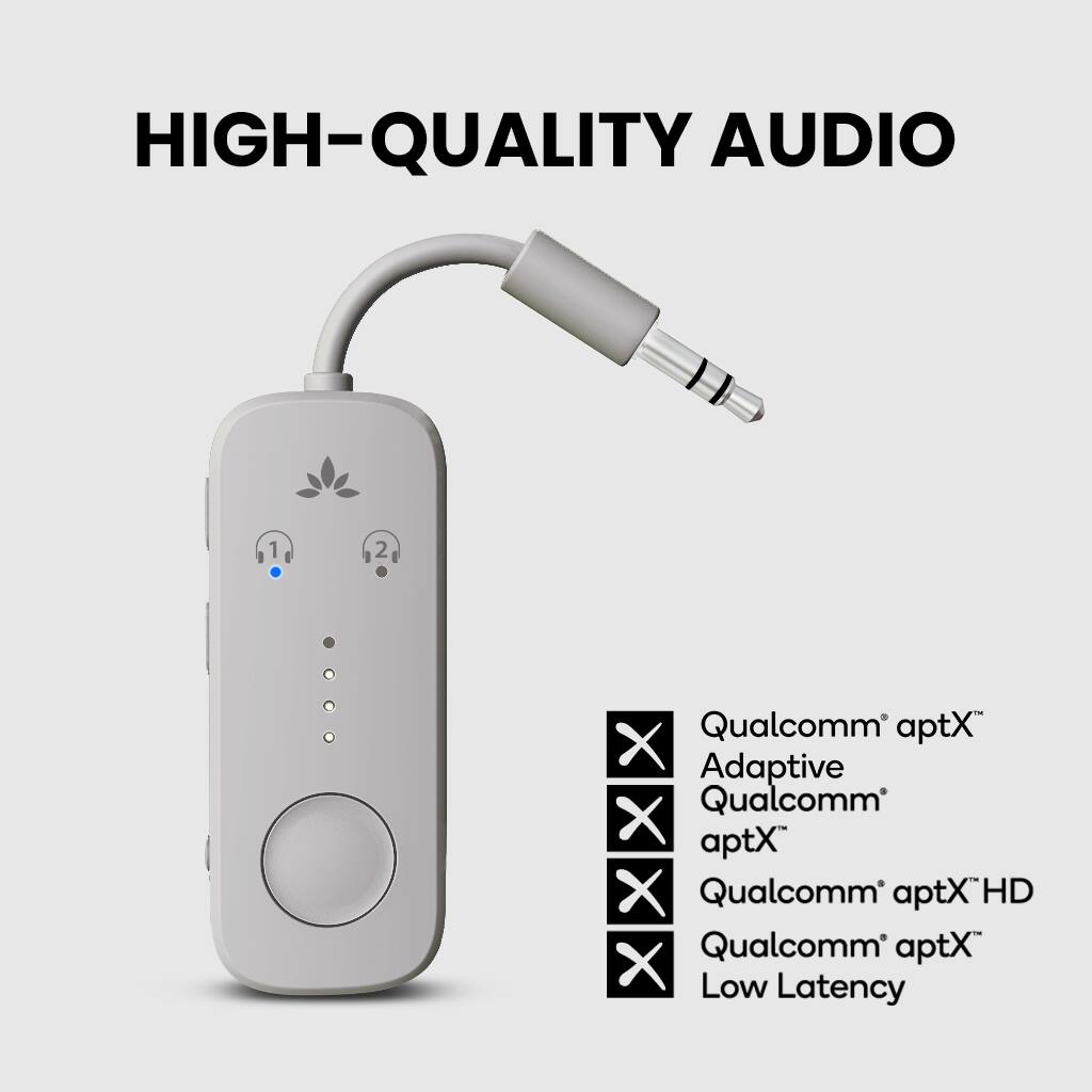 HIGH-QUALITY AUDIO

- Qualcomm® aptX™ Adaptive
- Qualcomm® aptX™
- Qualcomm® aptX™ HD
- Qualcomm® aptX™ Low Latency