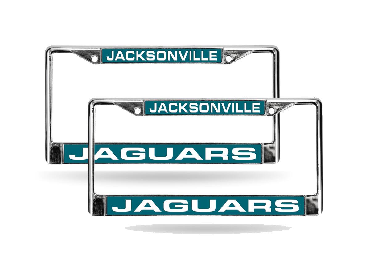 Jacksonville Football Jaguars Chrome Metal Laser Cut License Plate Frame - Set of 2 Frames