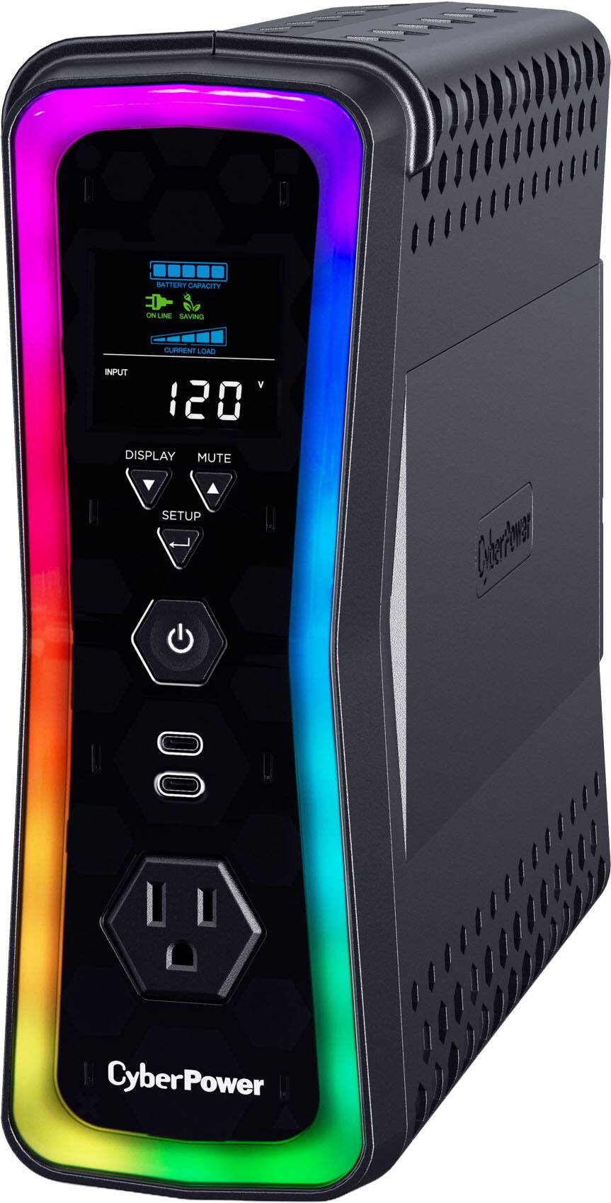 BATTERY CAPACITY - ON LINE SAVING CURRENT LOAD INPUT V 120 DISPLAY MUTE SETUP

CyberPower