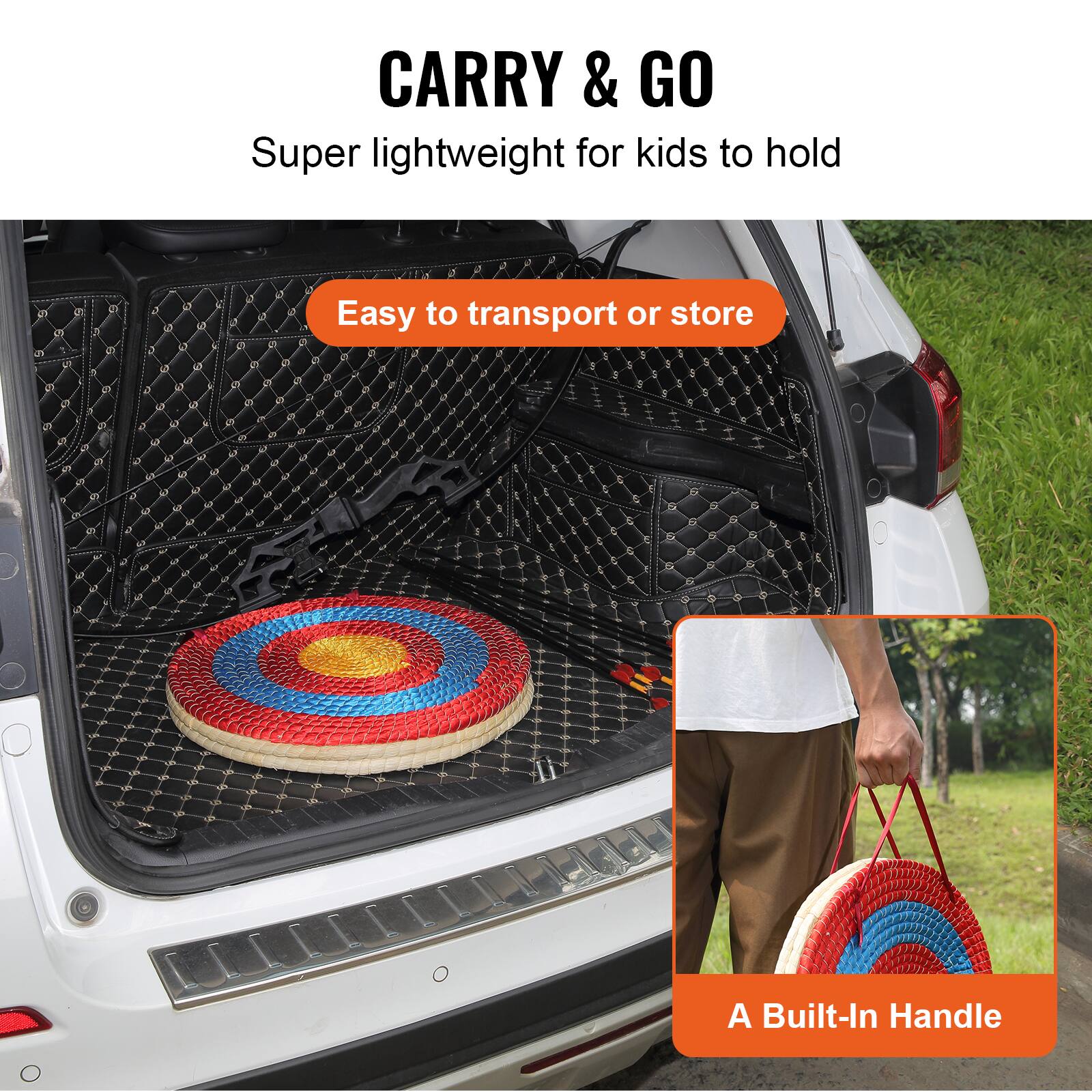 CARRY & GO  
Super lightweight for kids to hold  

Easy to transport or store  

A Built-In Handle
