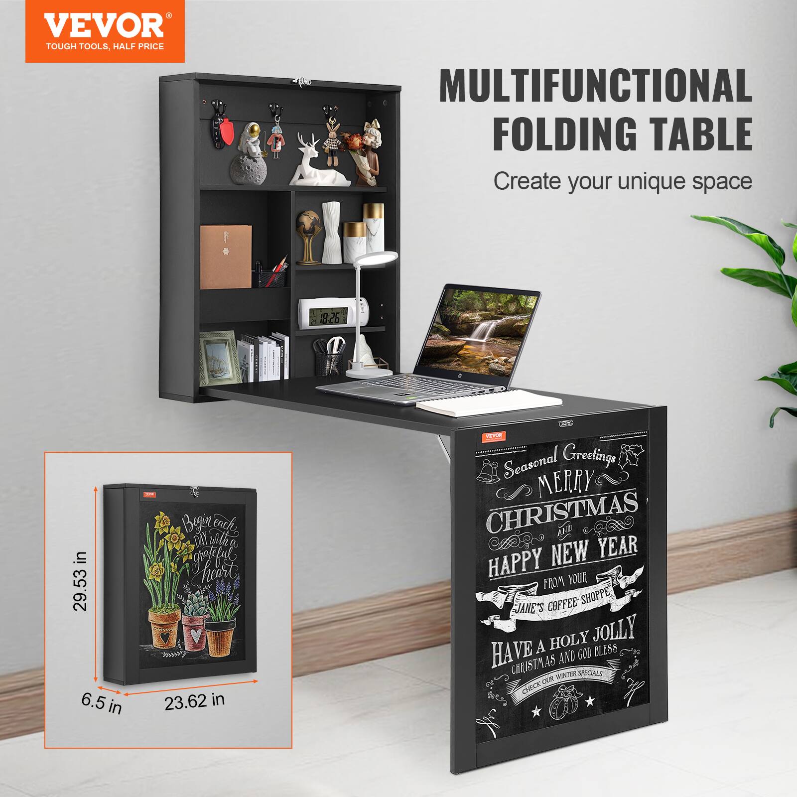 VEVOR  
TOUGH TOOLS, HALF PRICE  

MULTIFUNCTIONAL FOLDING TABLE  
Create your unique space  

Seasonal Greetings  
MERRY CHRISTMAS  
HAPPY NEW YEAR  
FROM YOUR  
JANE'S COFFEE SHOPPE  
HAVE A HOLY JOLLY CHRISTMAS AND GOD BLESS  
CHECK OUR WINTER SPECIALS  

29.53 in  
6.5 in  
23.62 in
