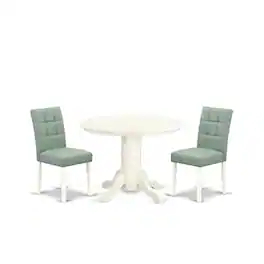 East West Furniture - 3 Piece Mid Century Modern Dining Table Set - White